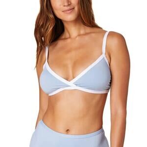 Andie Swim The Cove Top V Neck Swimwear Eco Nylon Pool Blue Size Medium